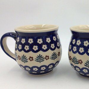 2 Boleslawiec Bubble Mugs stoneware Pottery